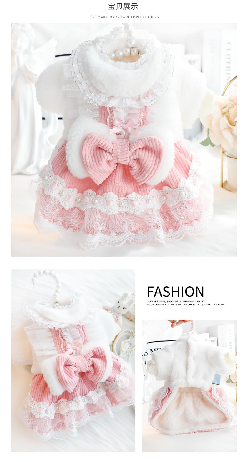 AZA Dog Princess Dresses for Small Dogs Lolita Clothes Lace Costume Bow Pet Girl Cute Coat Outfits Sunmmer Costumes (M,Blue)