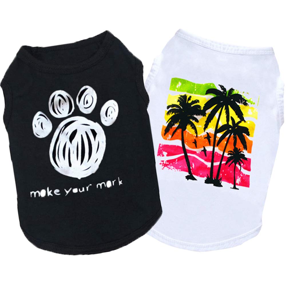 6 Pack Dog Clothes for Small Dogs Boy and Girl, Soft and Breathable Puppy Kitten Dog Shirts with Letters for Pet Dogs Cats, Black Dog T-Shirts Apparel Sleeveless Vests for Chihuahua Yorkies