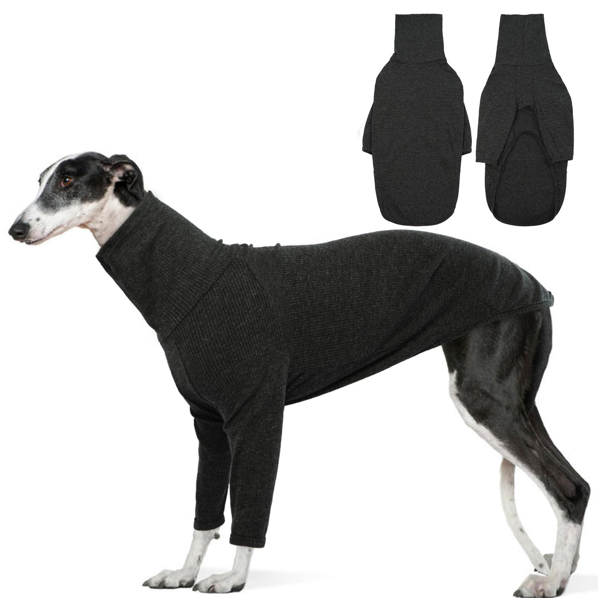 DENTRUN Italian Greyhounds Sweater, Greyhounds Turtleneck Knit Sweatshirt for Cold Weather, Warm Pajamas for Whippets, Winter Long Sleeve Dog Sweater Shirt for Large Dog