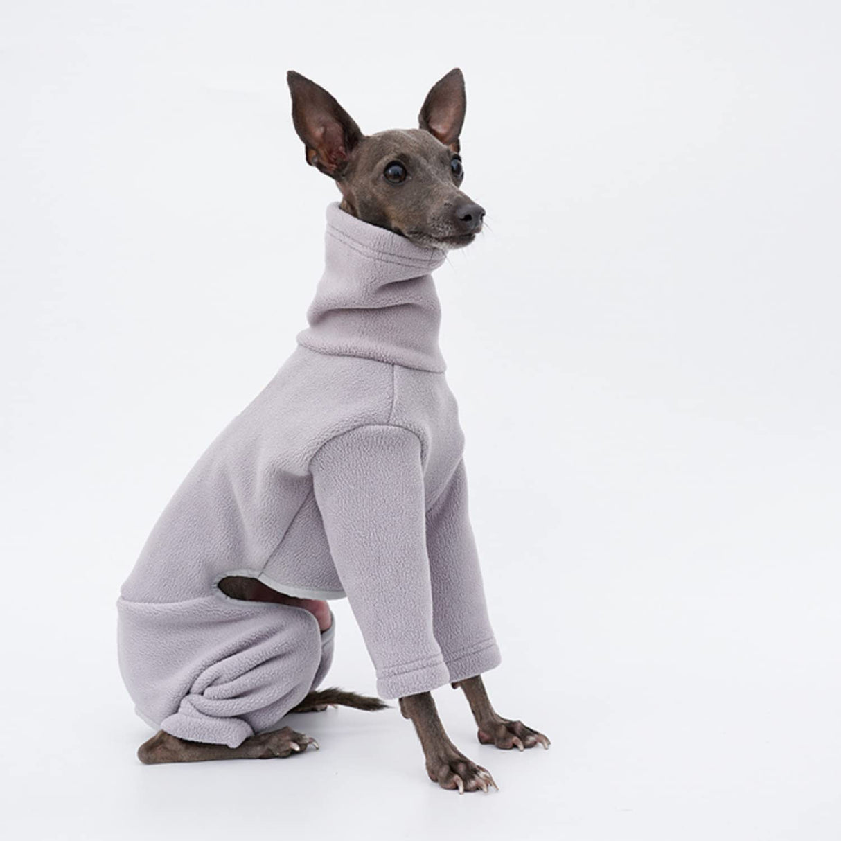 Greyhound Clothes - Dog Winter Warm Fleece Turtleneck Jumpsuit Four-Leg Rompers Long Sleeve Sweatshirt Outdoor Coat for Italian Greyhound Whippet Deerhound Bedlington Terrier (S, Light Purple)