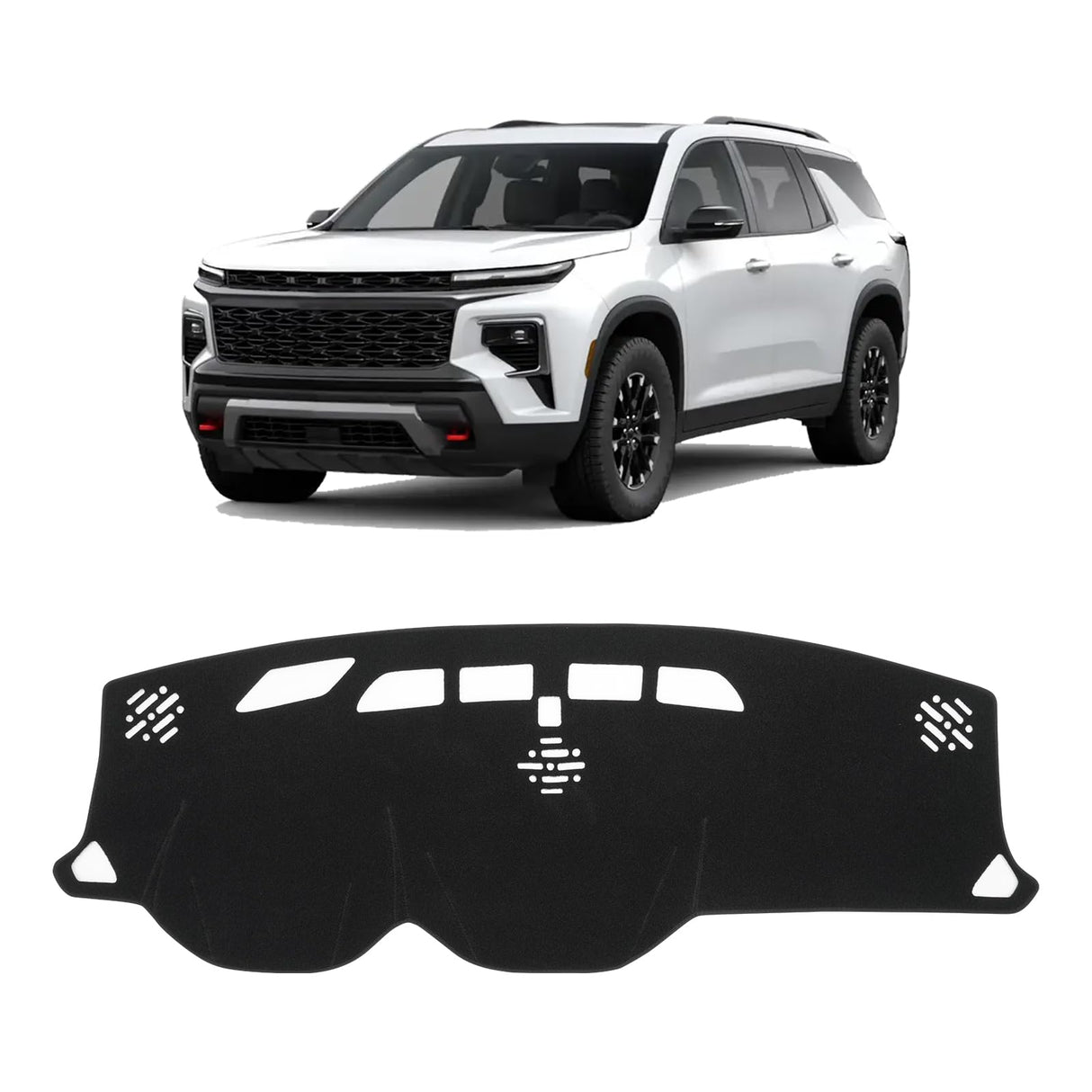 KUST Black Dash Cover for Chevy Chevrolet Traverse 2018-2023 (L, LS, LT,Premier, High Country) Polyester Dashboard Cover Non-Slip Interior Accessories for Traverse Custom Fit Dash Mat