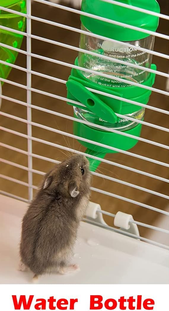 2 Levels Habitat Hamster Home Rodent Gerbil Mouse Mice Rat Wire Cage with Complete Set of Accessories (18" L x 12" W x 15" H, Blue)