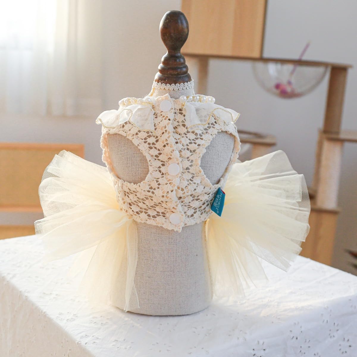 Dog Dress for Small Dog Girl Puppy Princess Tutu Dress Flower Decoration Cat Apparel Chihuahua Yorkie Clothes for Birthday Wedding Dress Lace Collar Dog Dress Dog Shirt Outfit Apparel Flower Large