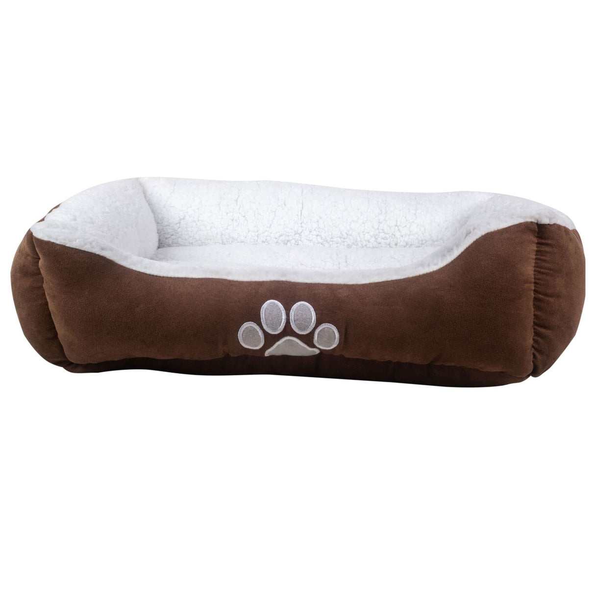 Long Rich Rectangle Bolster Pet Bed, Dog Bed Medium Size, Chocolate Color