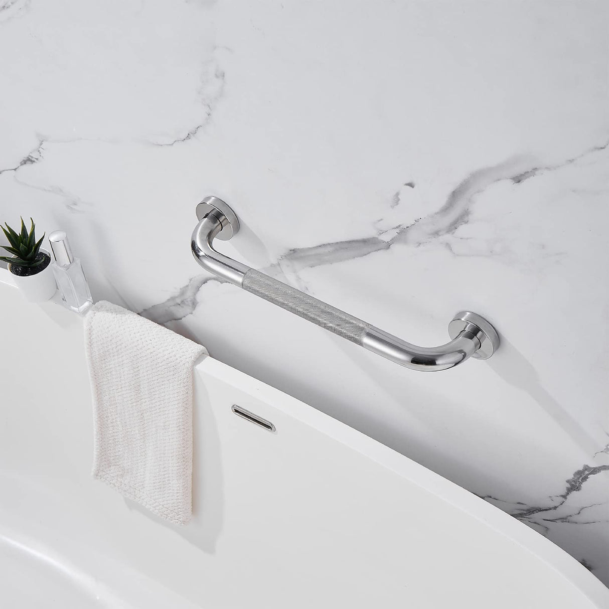 Rackickyer Shower Grab Bar, 2 Pack 12 Inch Bathroom Grab Bar, 1.25" Diameter 304 Stainless Steel Anti-Slip Grab Bars for Bathtubs and Showers, Handicap Shower Grab Bar for Seniors Elderly