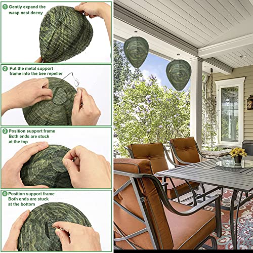 2 Pack Wasp Nest Decoy Waterproof Hanging Wasp Deterrent for Wasps Hornets Yellow Jackets Fake Wasp Repellent Nest for Outdoor Garden Backyard Patio