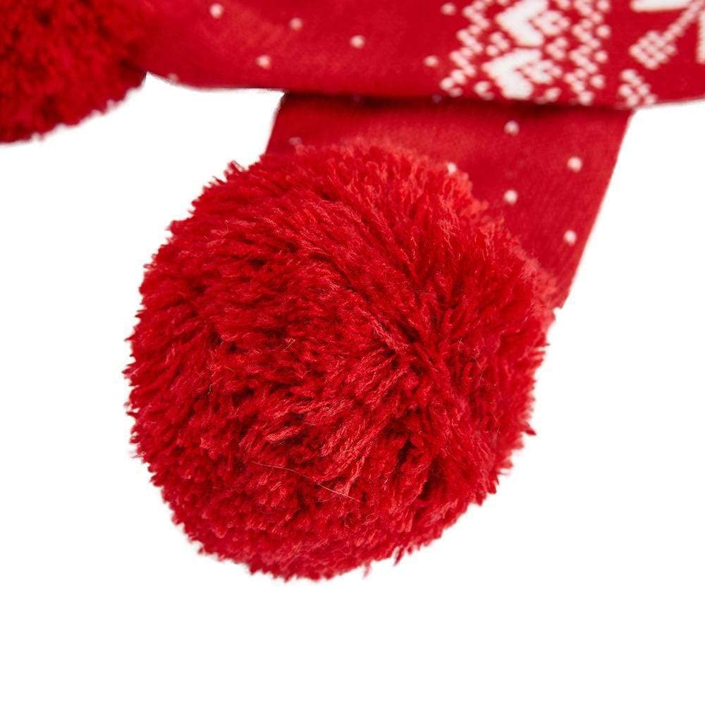 Blueberry Pet Christmas Fair Isle Dog Scarf in True Red, Large