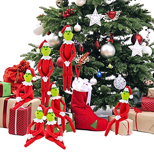 Christmas Hanging Ornament, Elf On The Shelf, 2023 Christmas Tree Decoration - Xmas Gift Craft Pendant Decor, 12.6 Inches (Red), 2Pcs