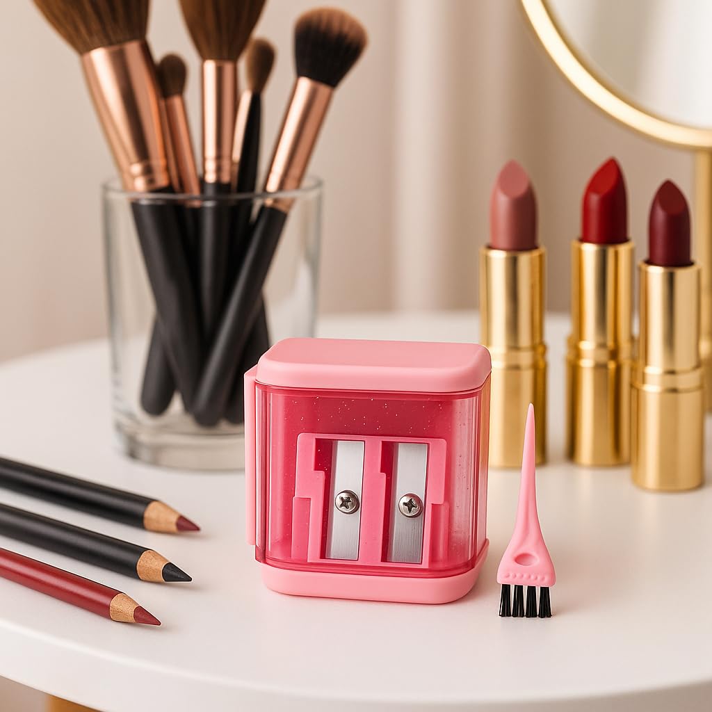 Eyeliner Pencil Sharpener for Eyes and Lip Liner Makeup Large Brow Pencils Small Angled Wing Tip Real Beginners Techniques Eye Shadow Lines Gel Eyebrow Pomade Black Liquid Waterproof Stencil