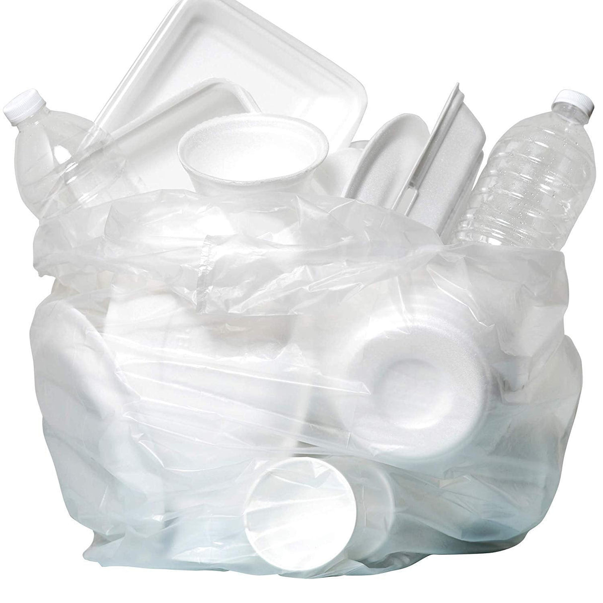Aluf Plastics High Density Trash Bags, 12 Gallon, 1000 Count, 8 Micron (eq), 24" x 27", Clear, for Bathroom, Office, Industrial, Commercial, Janitorial, Municipal, Recycling
