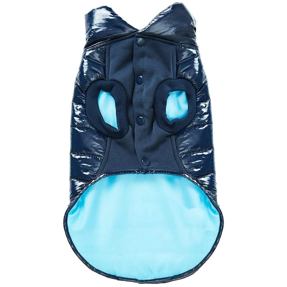 Blueberry Pet Cozy & Comfy Windproof Lightweight Quilted Fall Winter Glossy Dog Puffer Jacket in Navy Blue, Back Length 12.5", Size 10, Warm Coat for Small Dogs