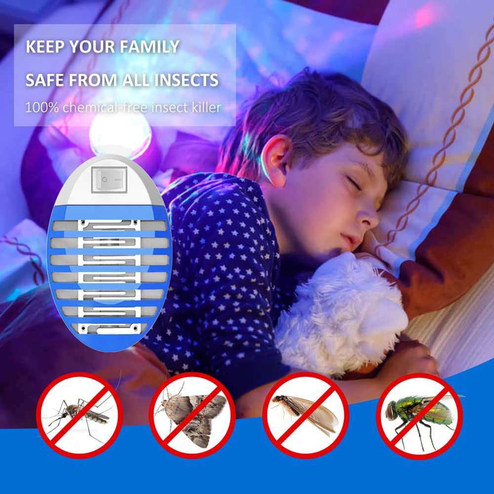 4 Pack Bug Zapper Indoor, Fly Trap for Indoors, Electronic Mosquitoes Killer, Mosquito Zapper, Electronic Mosquito Zapper Gnat Traps with LED Light for Patio