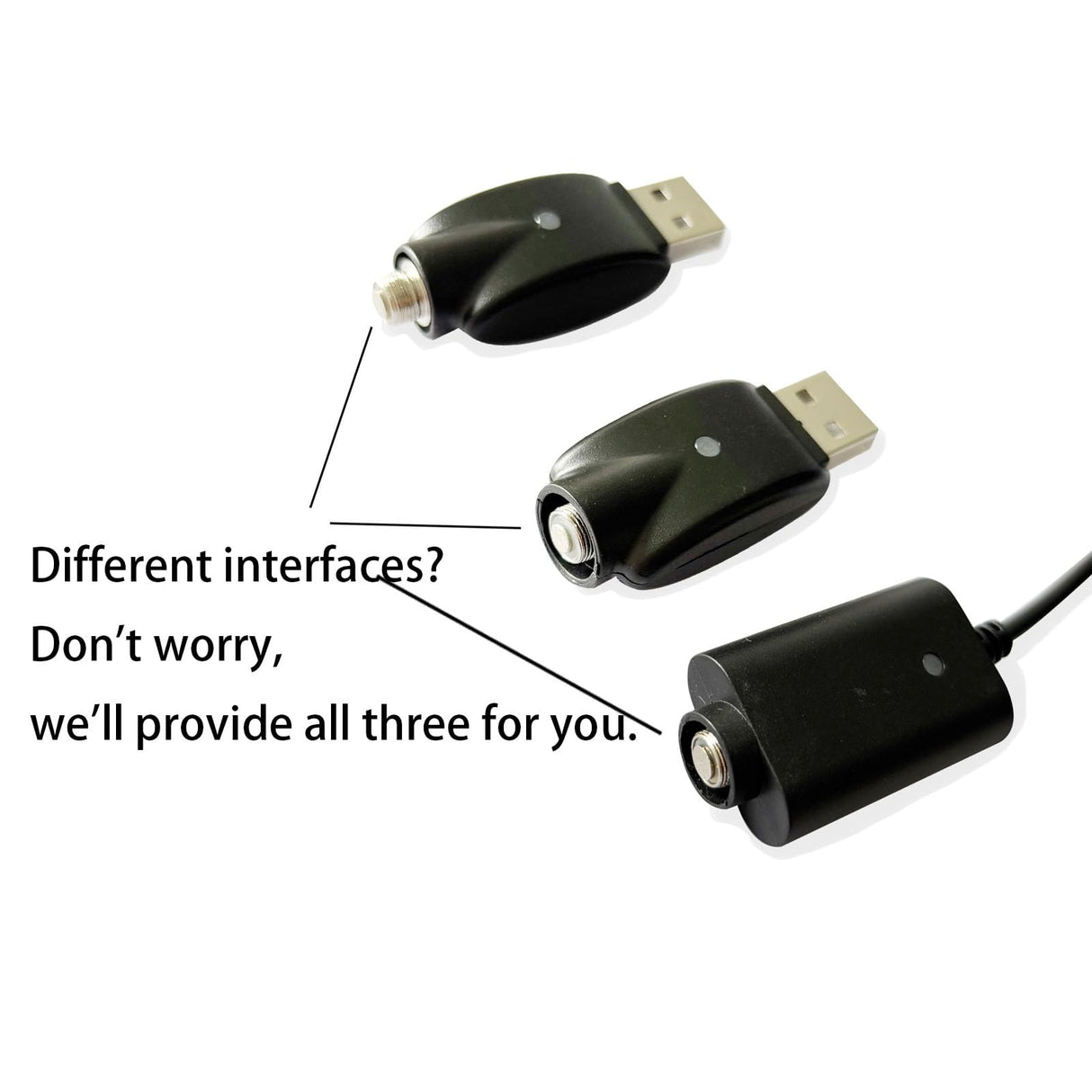 Smart USB Thread Charger Cable with LED Conversion Indicator Light, 3-Piece Set Smart Overcharge Protection USB Adapter and Wireless Home Soldering Iron Charging (Black)