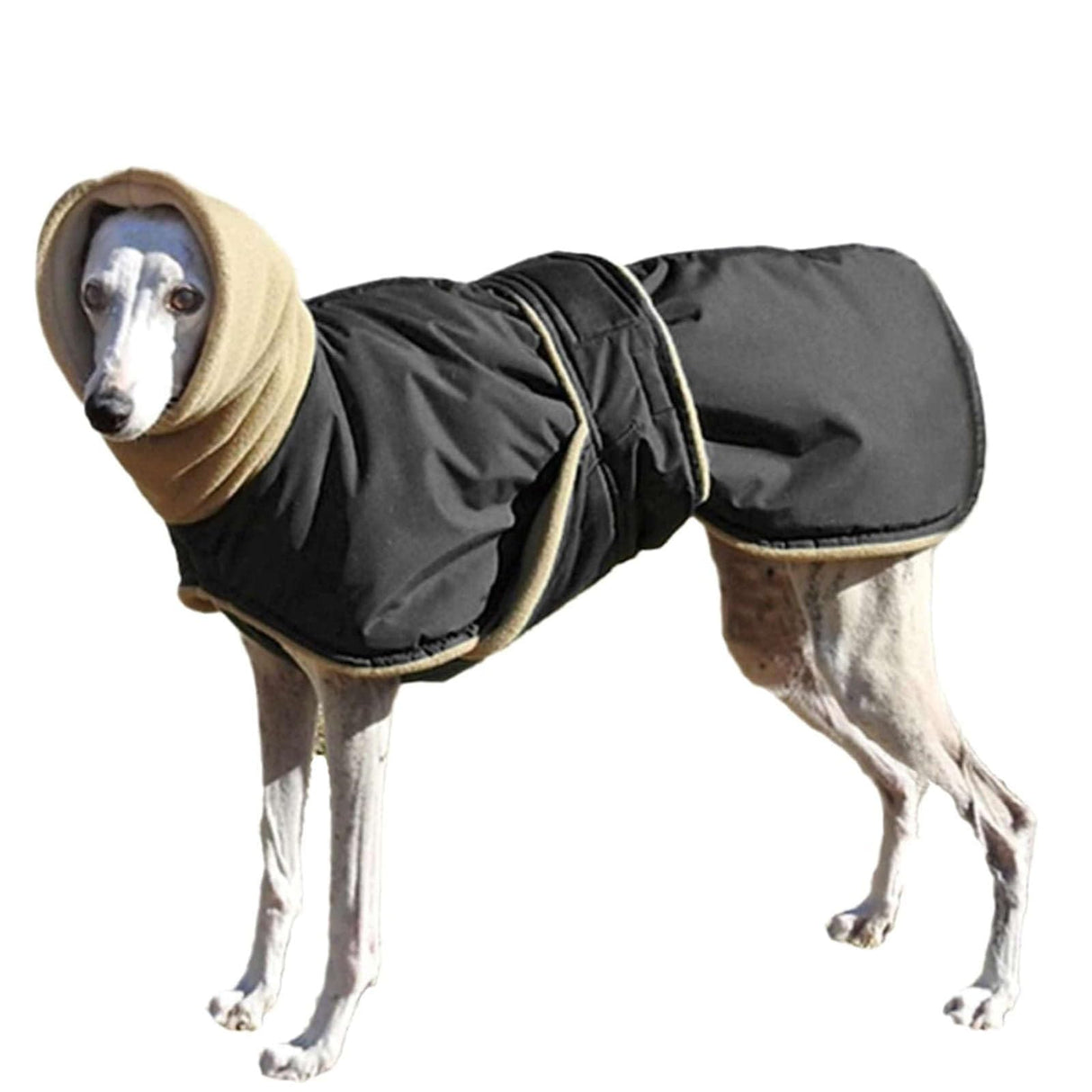 IUOUTG Warm Dog Coat Waterproof Dog Jacket Dog Fleece Vest Greyhound Clothes Thick Coat with Hoodies and Harness Hole Adjustable Dog Snowsuit Cold Weather Coats for Medium Large Dogs(Black,5XL)