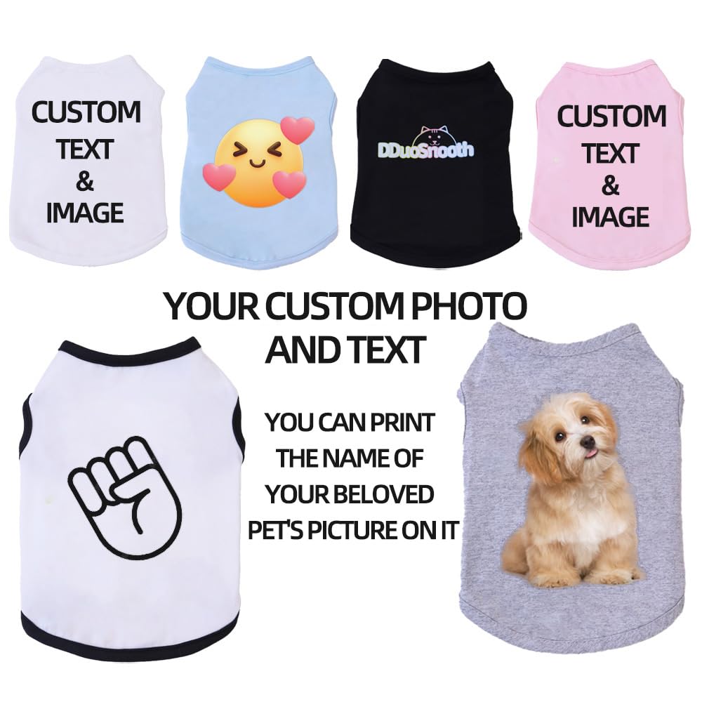 Custom Dog Shirt,Personalized Pet Apparel with Name Text Photo Image,Lightweight Breathable Puppy Kitten Cotton Vest for Small Medium Large Dogs Cats,Puppy Gift (Gray, 5X-Large)