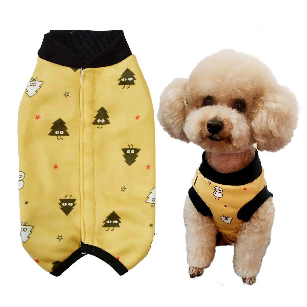 RSS07 Winter Fleece Wound Protective Clothes for Puppy, Little Animals - Warm Dog Vest, Windproof Spay Recovery Suit (Yellow-Black-M)