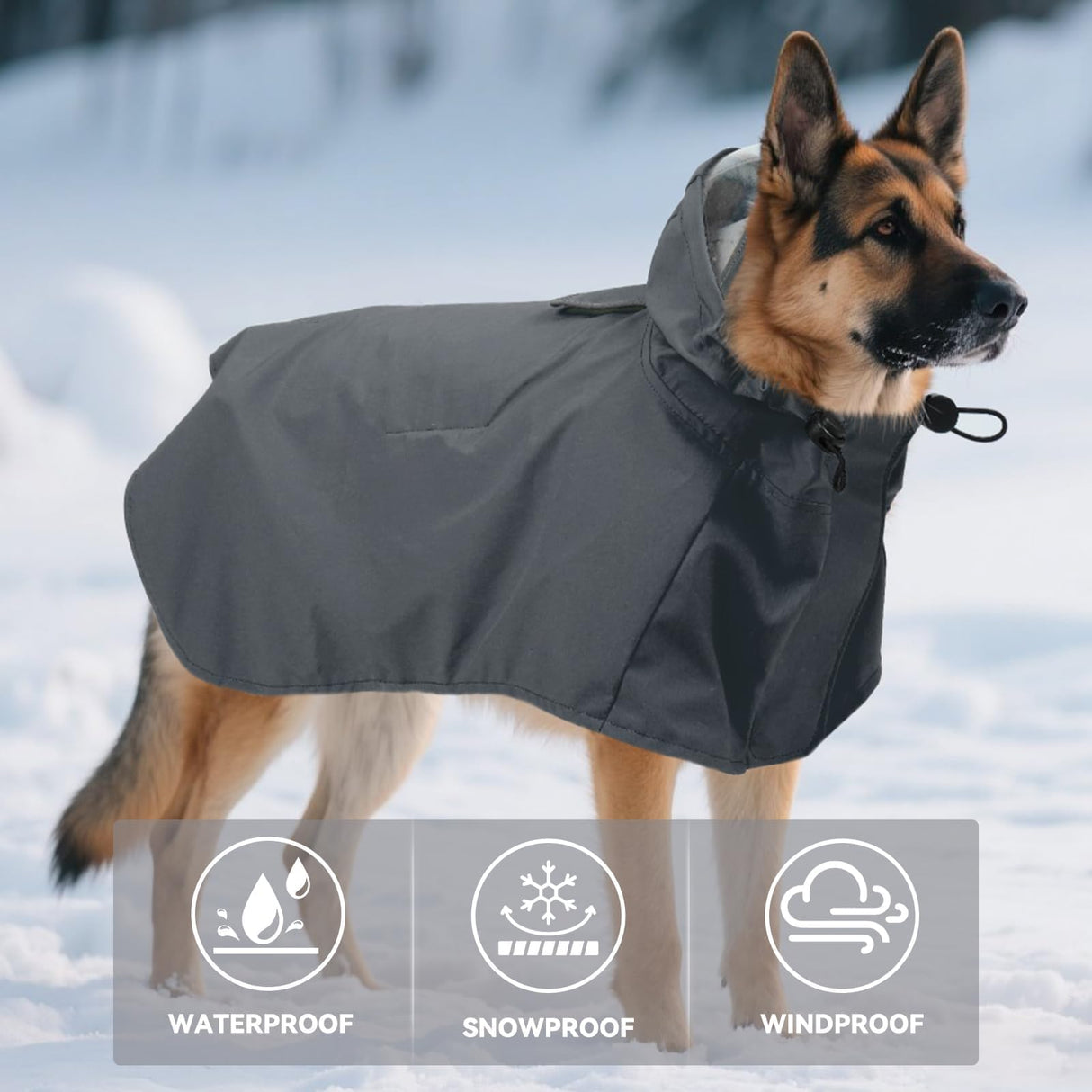 Dora Bridal Dog Raincoat for Large Dogs, Adjustable Clear Hooded Dog Rain Jacket, Waterproof Dogs Rain Coat Poncho with Reflective Strips for Labrador, Golden Retriever, German Shepherd, Grey,3XL