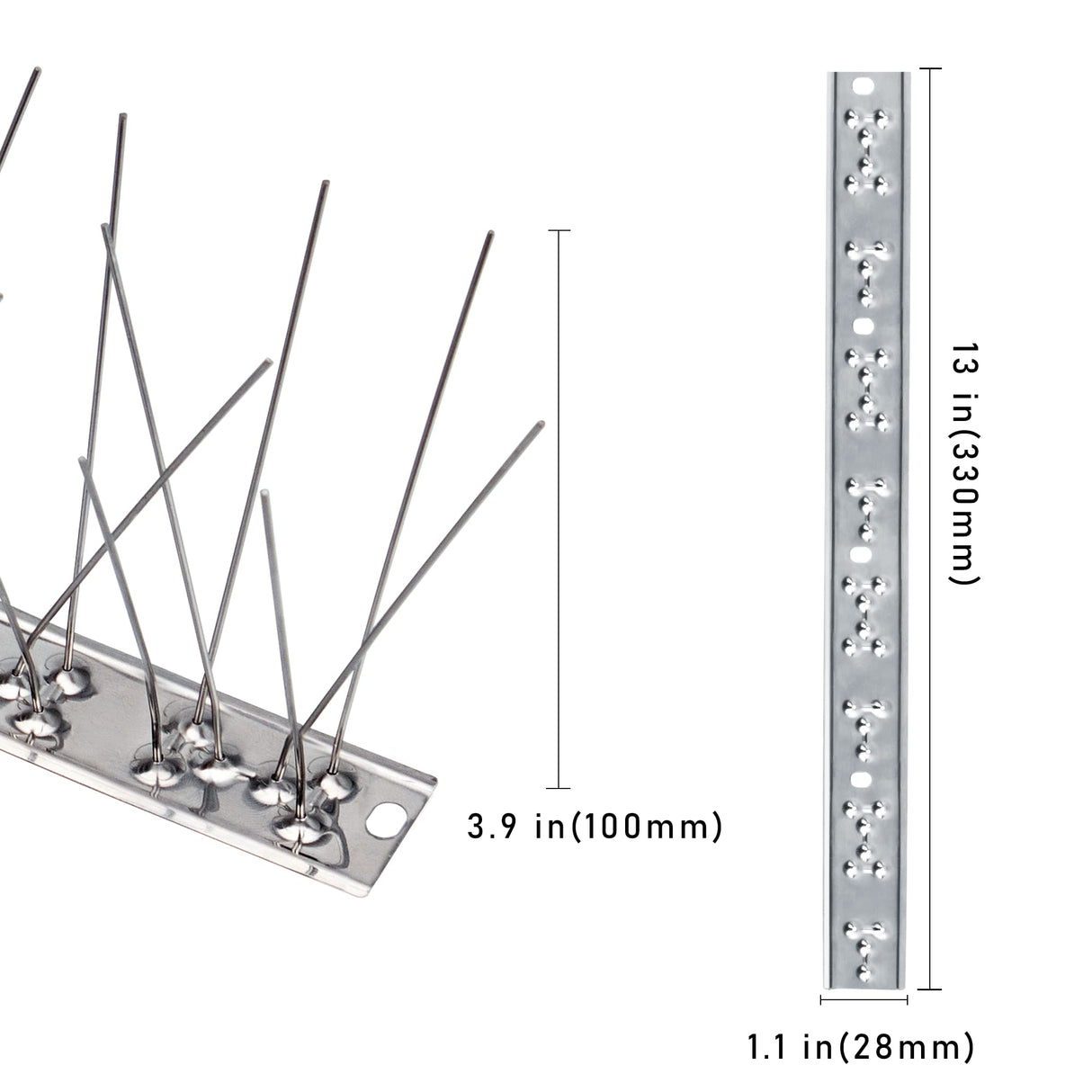 Hausse Stainless Steel Bird Spikes 17 Pack, Squirrel Small Birds Pigeons Crows and Woodpeckers Deterrent Devices Bird Repellent Spikes, Assemble Easily Covers 17 Feet for Outdoor Wall Fence