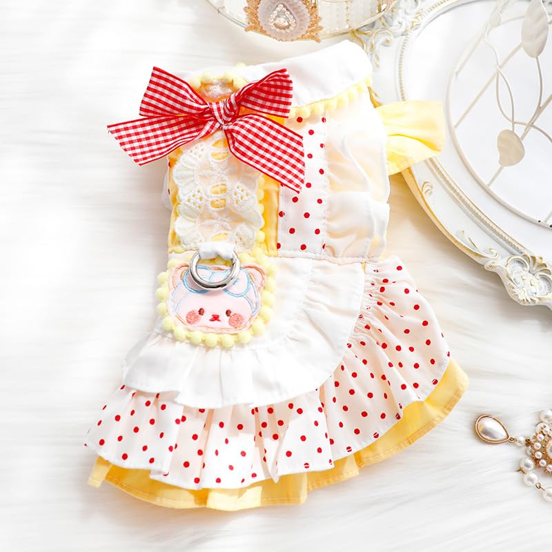 AZA Dog Princess Dresses for Small Dogs Lolita Clothes Costume Pet Hoodies Girl Cute Coat Outfits Spring Costumes (S,Yellow)