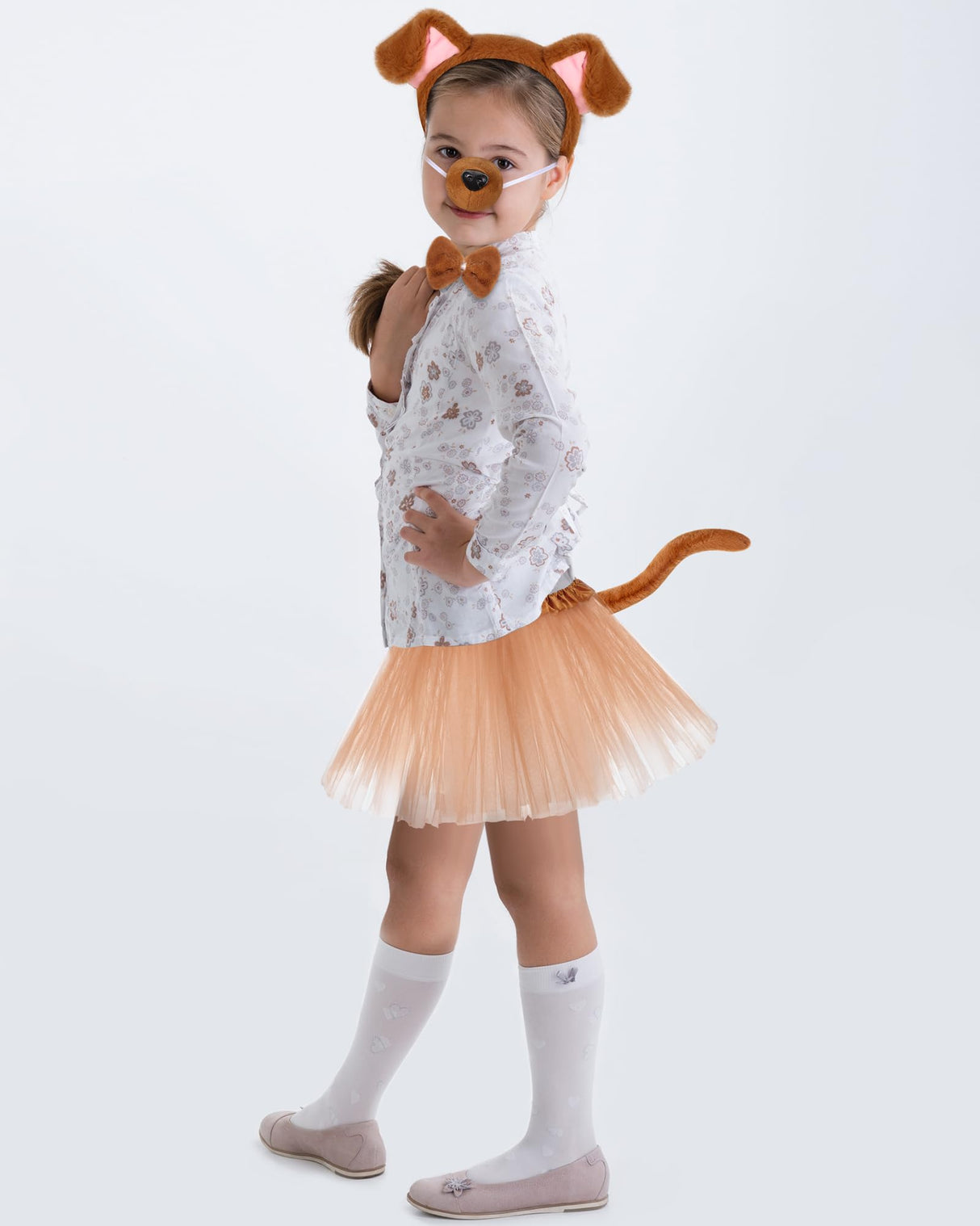 Zhanmai 5 Pcs Carnival Animal Costume Kid Bear Puppy Dog Pup Kangaroo with Tutu Ear Headband Bowtie Tail Paws for Boys Girls