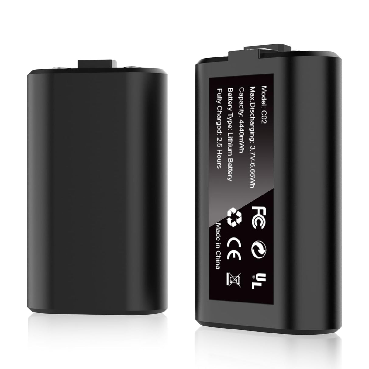 Rechargeable Battery Pack for Xbox Series X|S/One, 2 Pack 4440mWh 3.7V Battery Pack for X-Box One/S/X/Elite All Xbox Controllers Supports Use While Charging (Includes 2 Batteries Only)