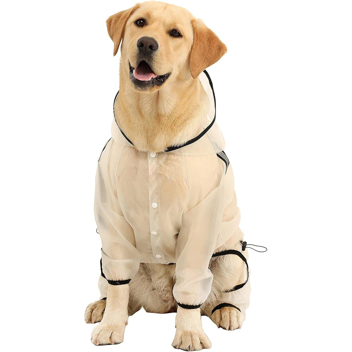 Olsa Dog Raincoat, Dog Hooded Slicker Poncho, 4 Legs Rain Jacket with Reflective Stripe, Transparent Water Proof Resistant Rain Snow Clothes for Small Medium Large