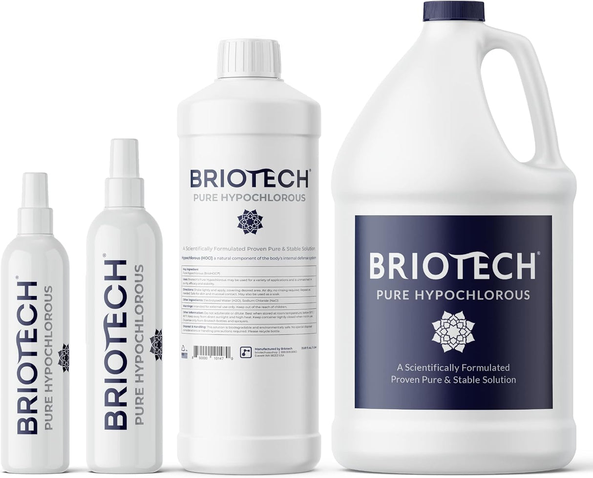 BRIOTECH Pure Hypochlorous Acid Spray and Cleanser, Original Premium HOCl Topical Solution, Multi-Purpose Cleaner, Family Approved & Pet Friendly, 1 gal ea, 2 ct