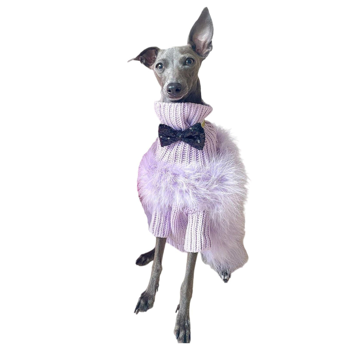 OUSHOP Small Dog Pullover Sweater Cute Furry Coat Cold Weather Knitted Feather Turtleneck Knitwear Warm Clothes,Purple,M