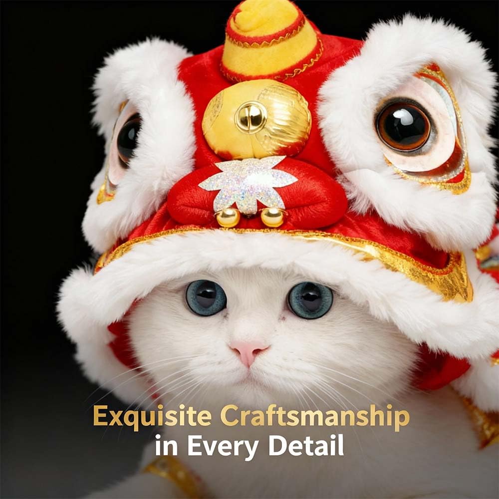 Chinese Lion Dance Dog Costume, Chinese New Year Dog Outfit, Spring Festival Pet Clothes Hoodie Coat (Light Pink,Large)