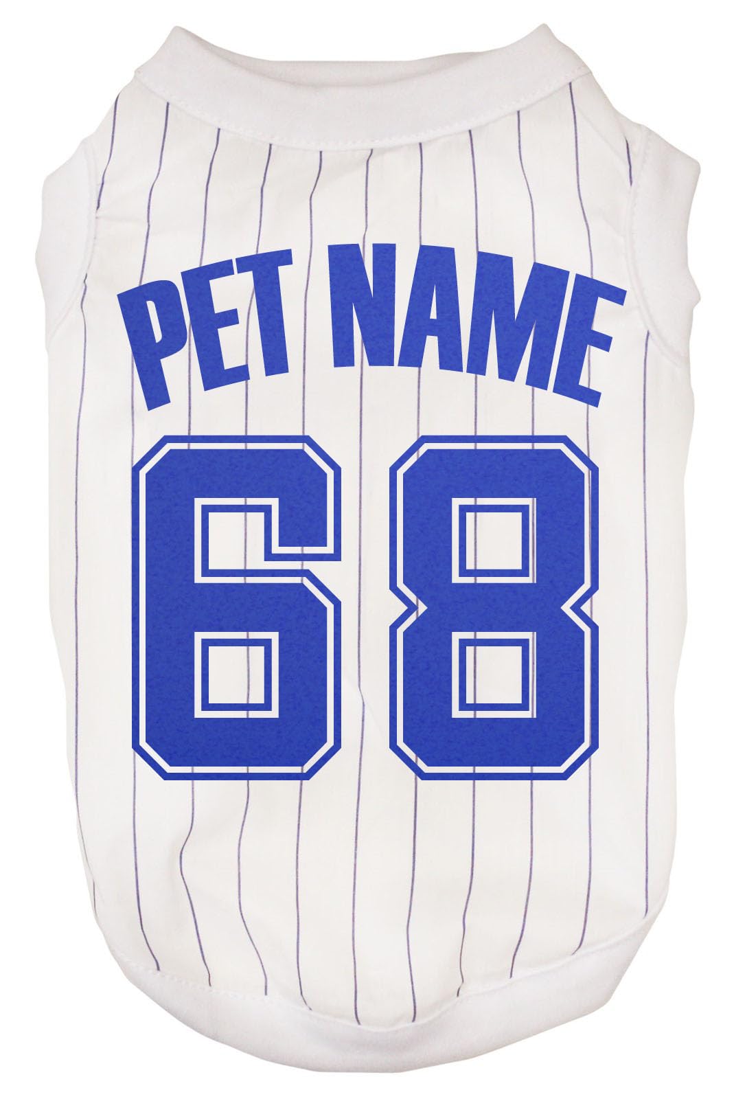 Petitebella Customized Baseball Jersey Puppy Dog Shirt (White/Blue Stripes, Small)