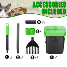 Load image into Gallery viewer, FUSBUNTY Pooper Scooper Swivel Bin & Rake with 100 Waste Bags, Dog Pooper Scooper with Bag Attachment for Large Medium Small Dogs, Poop Scooper with Lid for Lawn Yard Dog Kennel