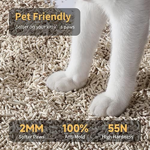 FUKUMARU Tofu Cat Litter, 12 LBS Clumping Cat Litter, Dust Free, Natural, Unscented, Flushable, Lightweight, Low Tracking, Mixed Apple Wood, 24/7 Odor Control, 6lb x 2bags