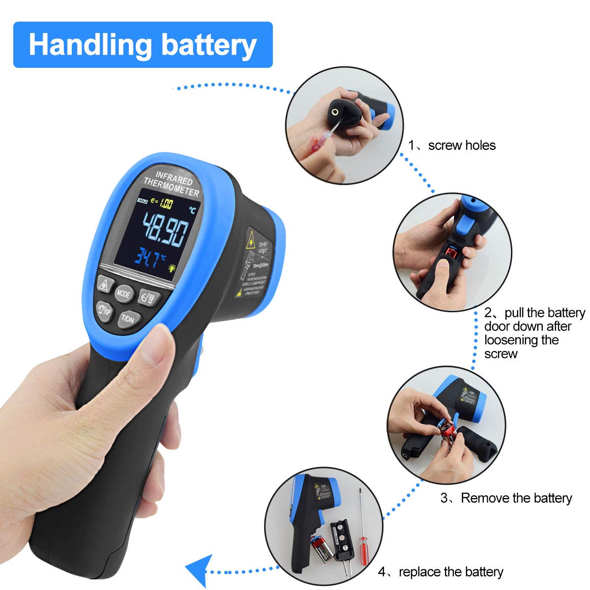 Infrared Thermometer AP-1500C Color LCD High Temp Thermometer Pyrometer IR Temperature Gun -58℉- 2732℉ (-50℃ to 1500℃),30:1 Distance Spot Ratio,Dual Laser and Flashlight(NOT for Human)
