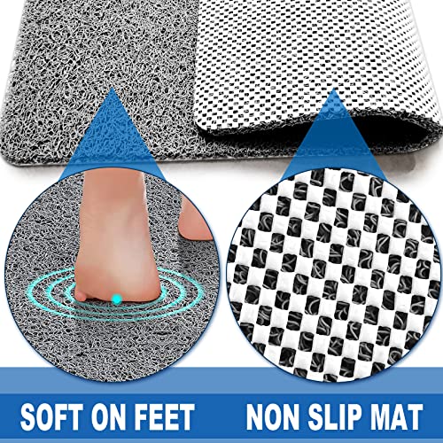 Shower Mats Non Slip for Elderly, 23.2x31.1’’Lager Loofah Non Slip Shower Mat, Loofah Bath Mats for Shower, Non Slip Bath/Shower Mat for Elderly-Grey