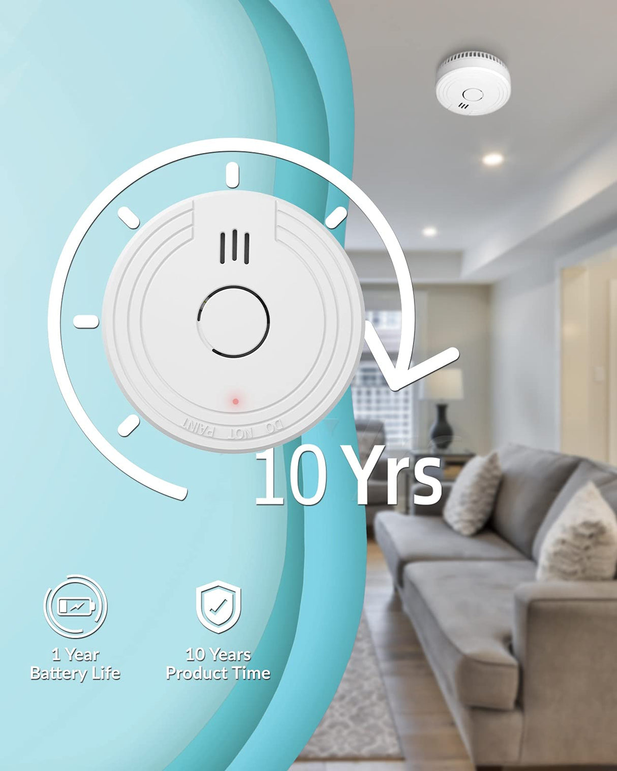 Ecoey Smoke Alarm Fire Detector with Photoelectric Technology and Low Battery Signal (Battery Include), Fire Alarm with Test Function for Home, Bedroom, FJ136GB, 3 Packs