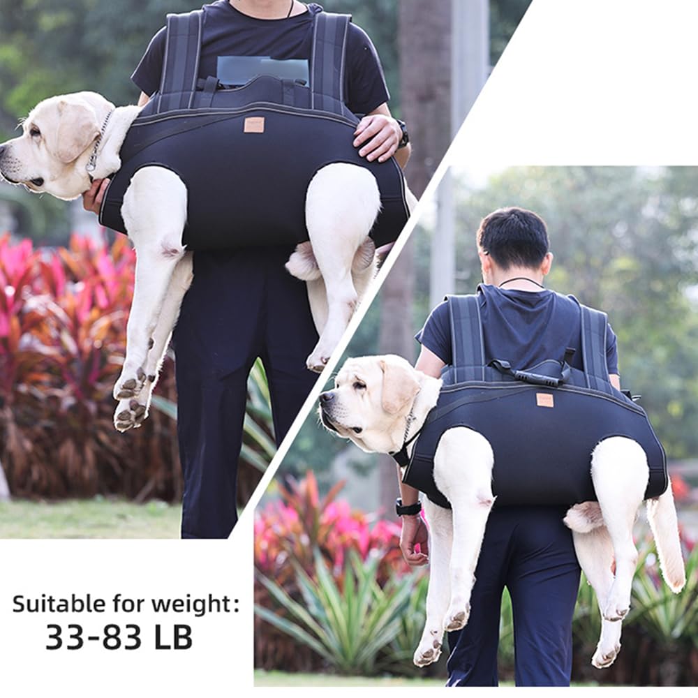 Backpack Carrier for Large Dog Full Body Dog Sling with Handle Dog Lift Harnesses with Reflective STS for Elderly Disabled Dogs