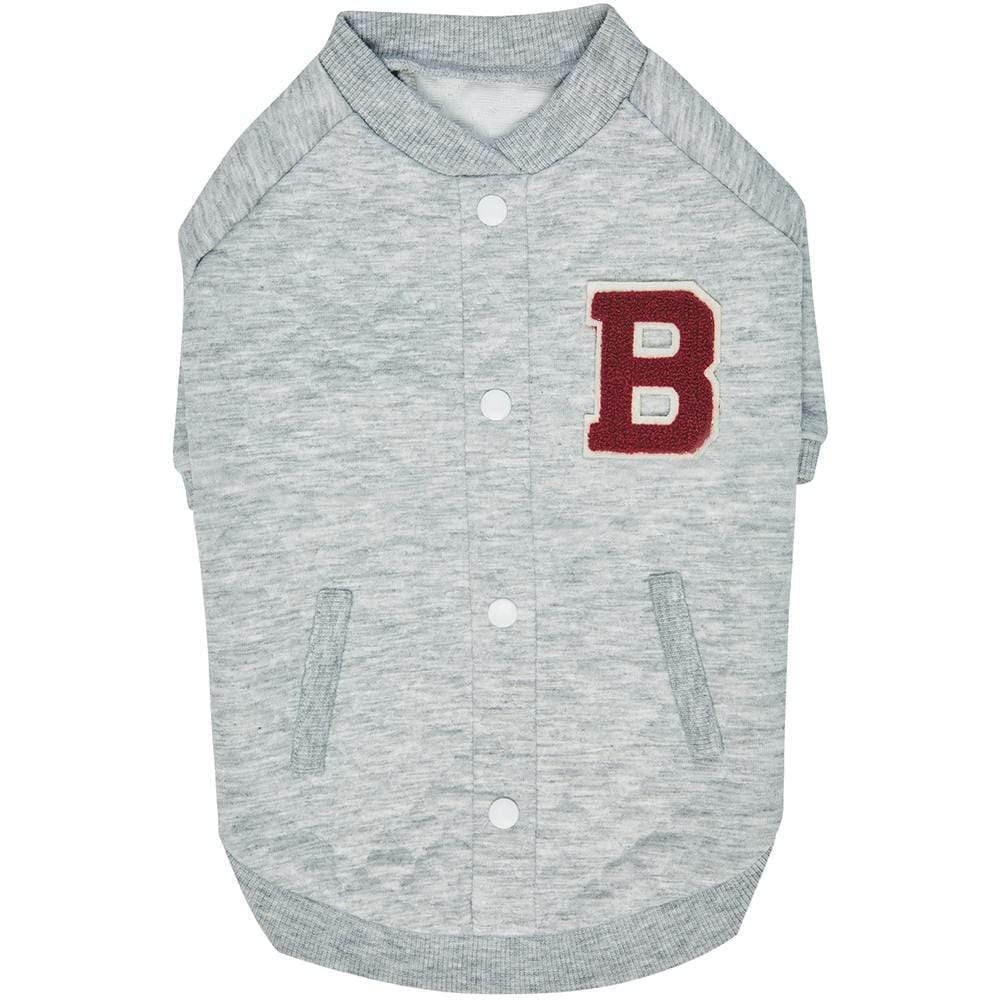 Blueberry Pet Soft & Comfy Baseball Fans Favorite Argyle Jacquard Pullover Dog Sweatshirt in Grey, Back Length 22", Pack of 1 Jacket for Dogs