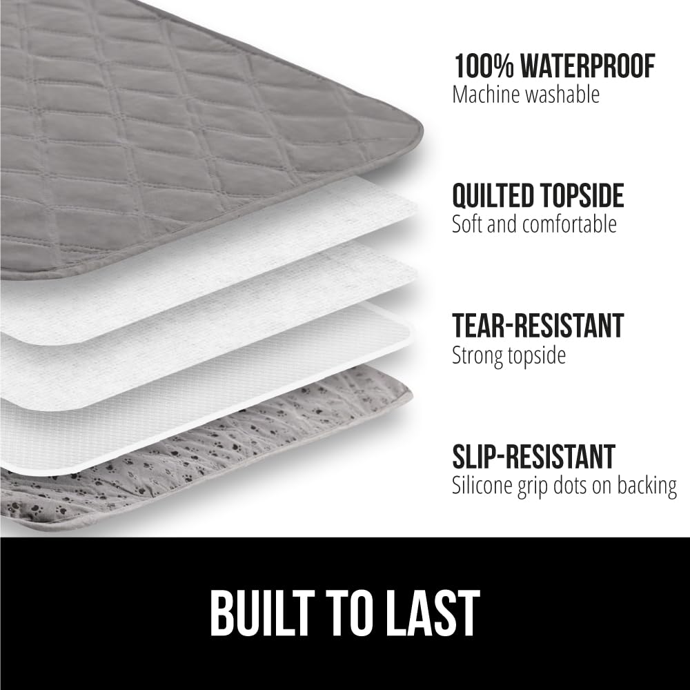 GORILLA GRIP Waterproof Bed Cover for Dogs, 82x52, Gripped Slip Resistant Backing, Leak Proof Washable Dog Blanket Covers Sofa, Couch, Sectional, Crate, Car, RV Seats, Pet Puppy Essentials, Charcoal