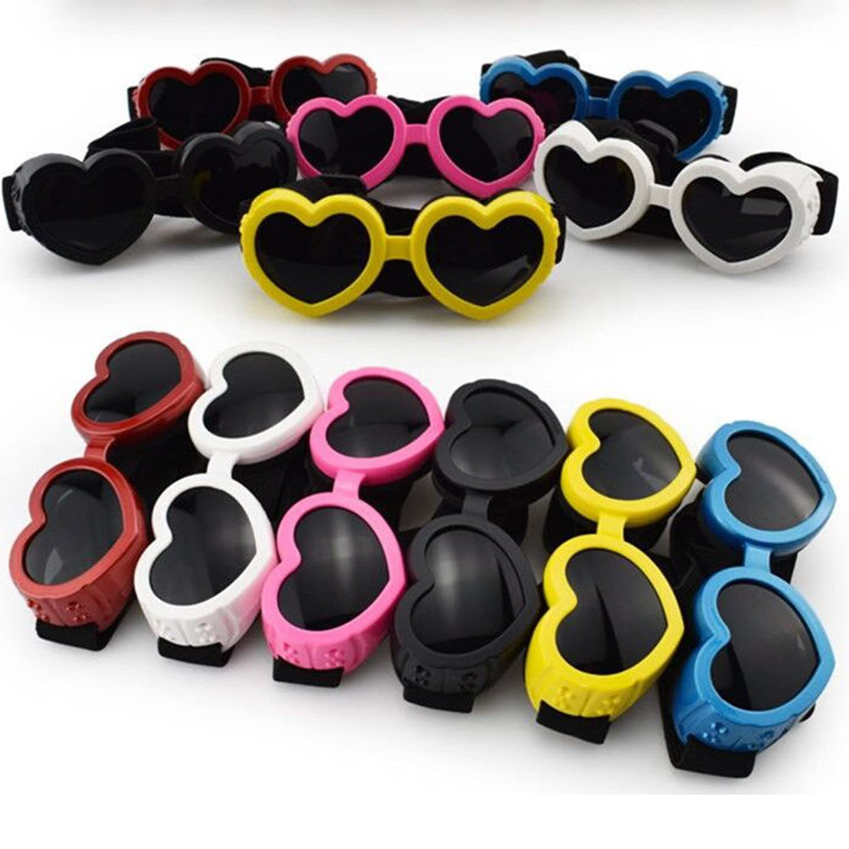 Harikaji Dog Goggles, Heart Shaped Adjustable Dog Sunglasses, Puppy UV Protective Glasses for Party Photo Cosplay Show (Rose Red)