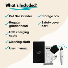 Load image into Gallery viewer, LuckyTail Pet Nail Grinder for Dogs and Cats - Super Quiet and Low Vibration Electric Dog Nail Grinder with 2 LED Lights - USB Rechargeable and Cordless - 2 Speeds - Small to Large Pets