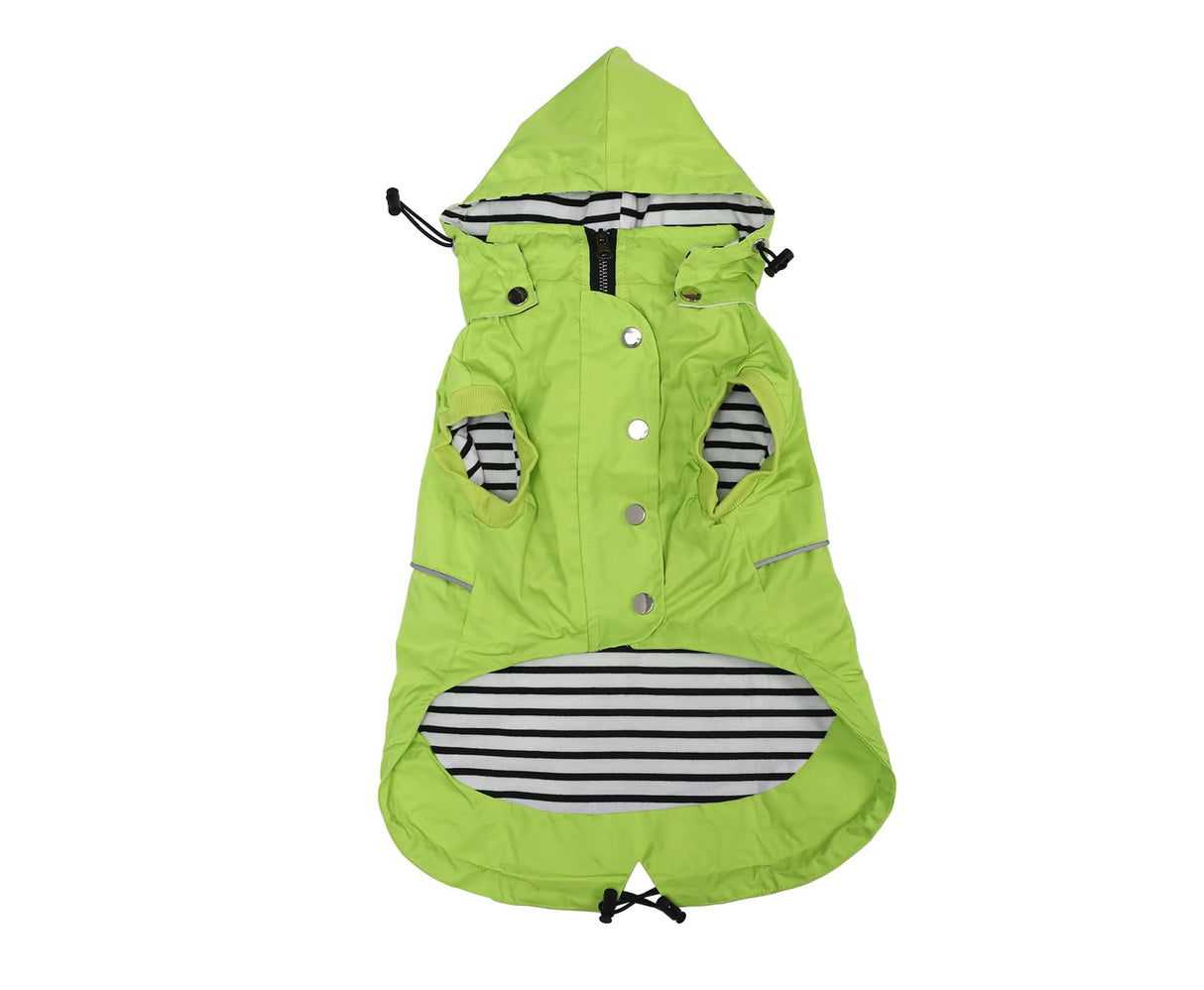 Dog Raincoat Waterproof Raincoats Dog rain Jacket Buttons Zipper Hood Drawstring Suitable for Small Medium Yorkie Terrier Schnauzer Poodle Border Collie Labrador 8lbs to 80lbs Green M