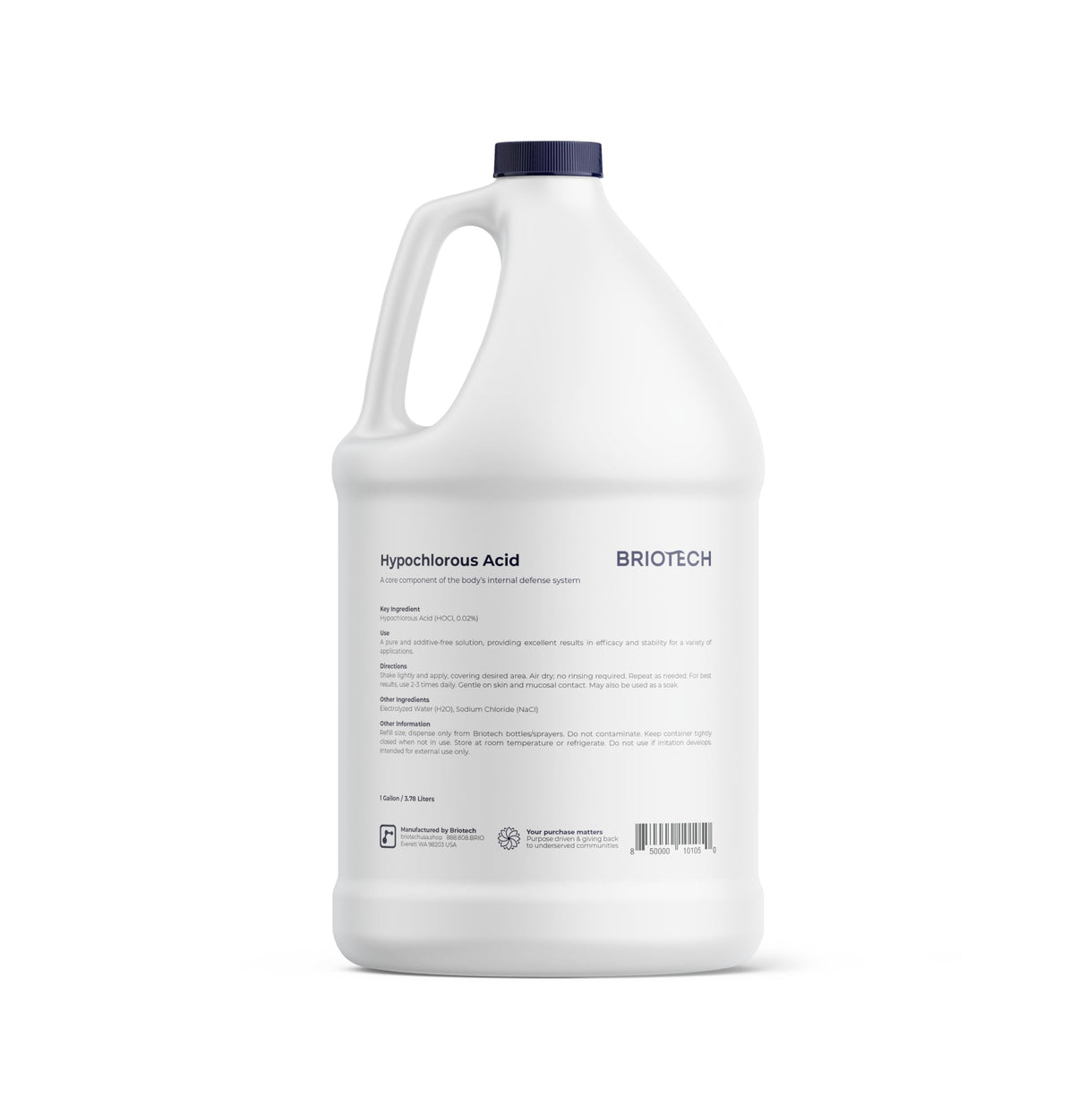 BRIOTECH Pure Hypochlorous Acid Spray and Cleanser, Original Premium HOCl Topical Solution, Multi-Purpose Cleaner, Family Approved & Pet Friendly, 1 gal ea, 2 ct