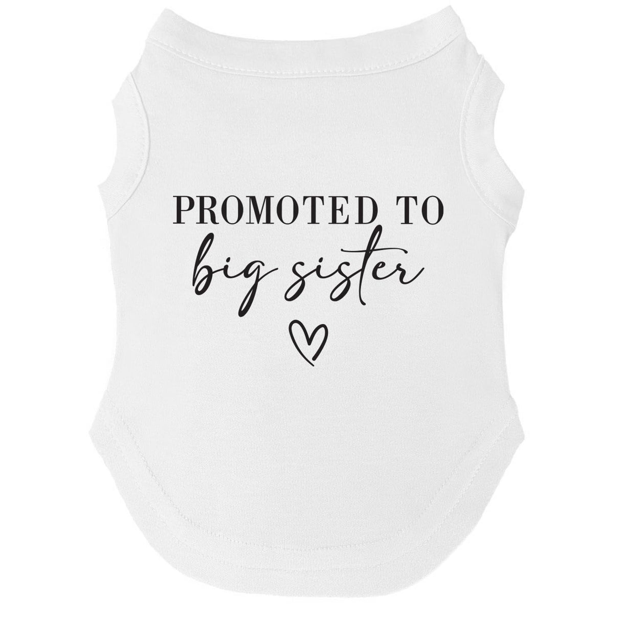 Promoted to Big Sister Boho Dog Tee Shirt | Sleeveless | Pregnancy Announcement | New Baby | Gender Reveal | Photoshoot (White, Small 692)