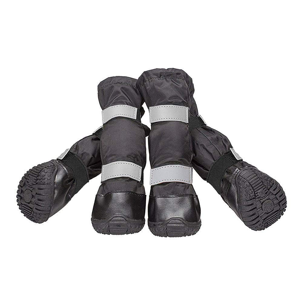 Billionchains 4 PCS Dog Boots Waterproof Dog Shoes with Reflective, Anti-Slip Pet Paw Protectors for Snowy, Rainy and Hot Pavement, Black, Small