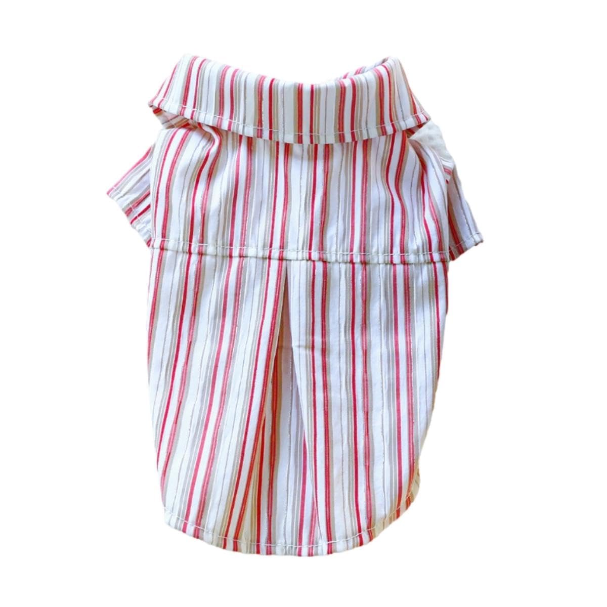 Dog Shirts for Small Dogs Cat Apparel Overalls Puppy Striped Pajamas Breathable Vest Summer Sweatshirt Lightweight Pet Clothes Birthday Holiday Outfits Red M