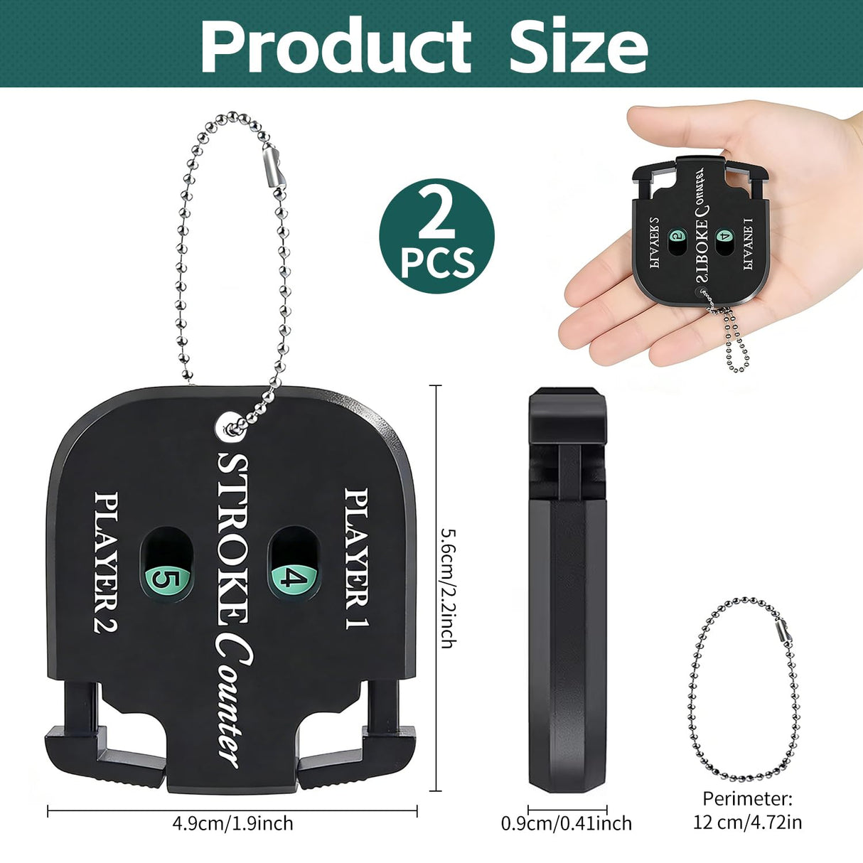 IOGOG 2Pcs Golf Stroke Counter, 2-Player Golf Counter Clicker with Hanging Rope, Shockproof Mini Portable Stroke Counter for Your Golf, Outdoor Sports, Different Kinds of Competitions and Games(Black)