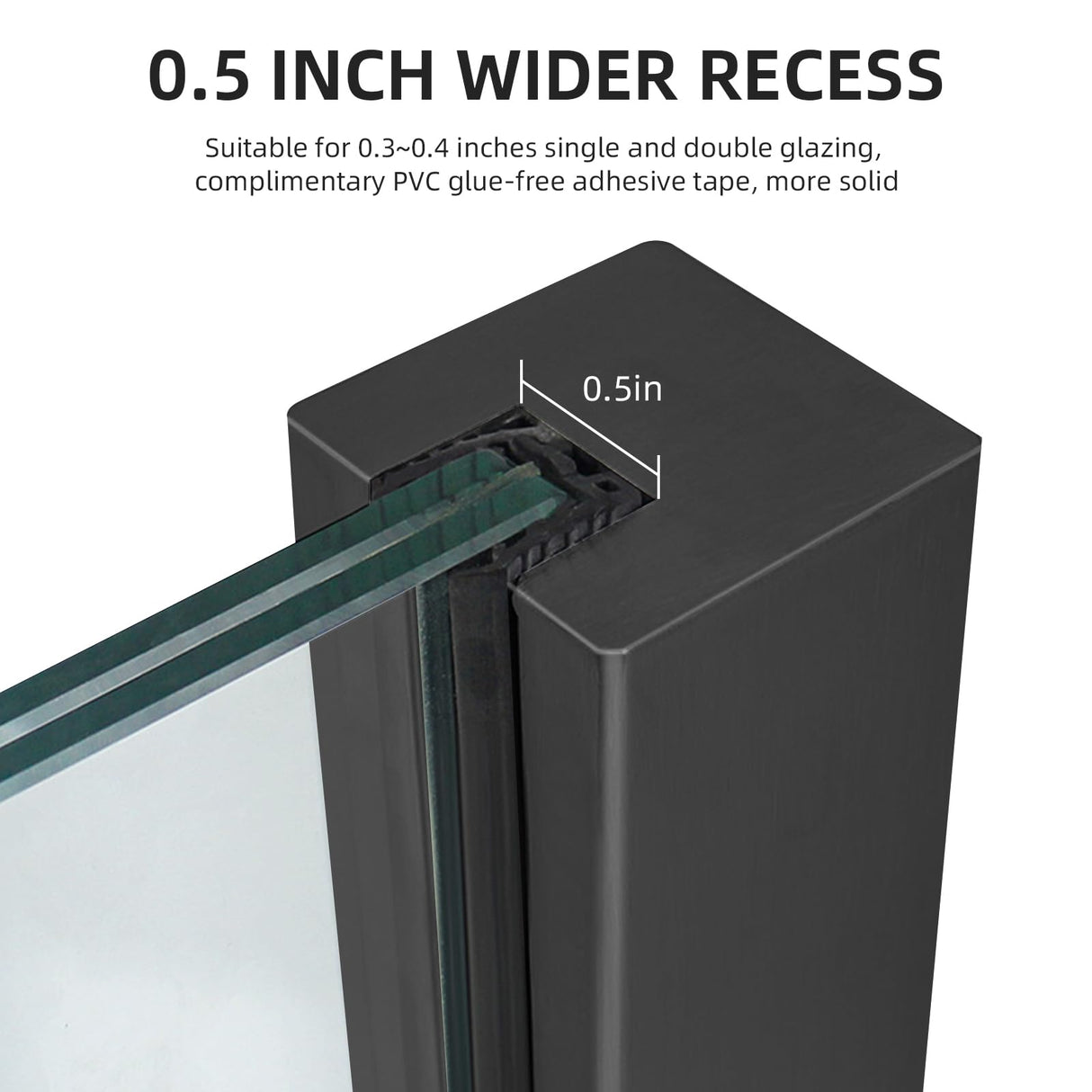 DOMART Black Glass Balustrade Post, 304 Stainless Steel Glass Railing Post for Steps, Balconies, Staircases, Decks, Patio Stairs, Pool Fence, Cannot Add Handrail Version (25.6 inch-End Post)
