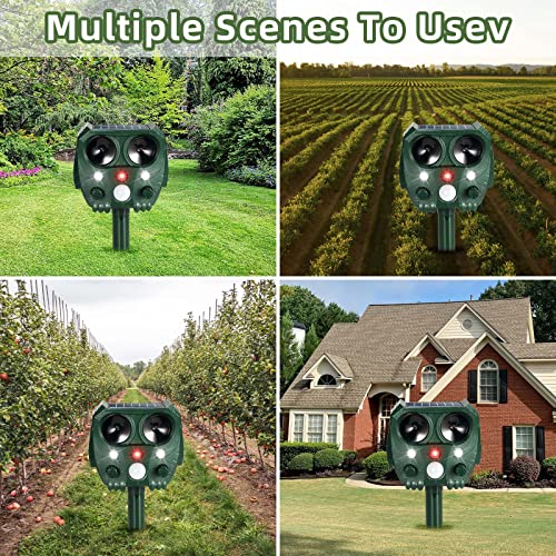 Jahy2Tech Ultrasonic Animal Repeller Solar Animal Deterrent with LED Flash Lights & Alarm Outdoor Waterproof Repellent for Cat Rodent Squirrel Dog Rabbit Raccoon Skunk Fox Deer