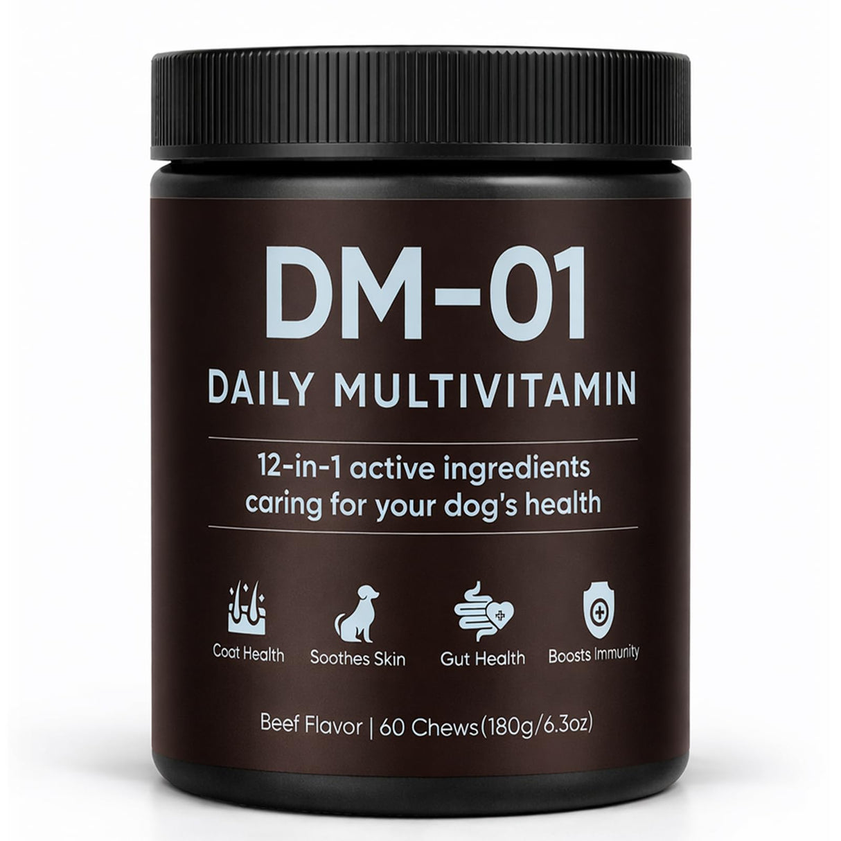 DM-01 Daily Multivitamin, Multivitamin Itch Relief Chews for Dog, Made with 12 Active Ingredients for Hip & Joint, Digestive & Boost Immunity, 60 Chew