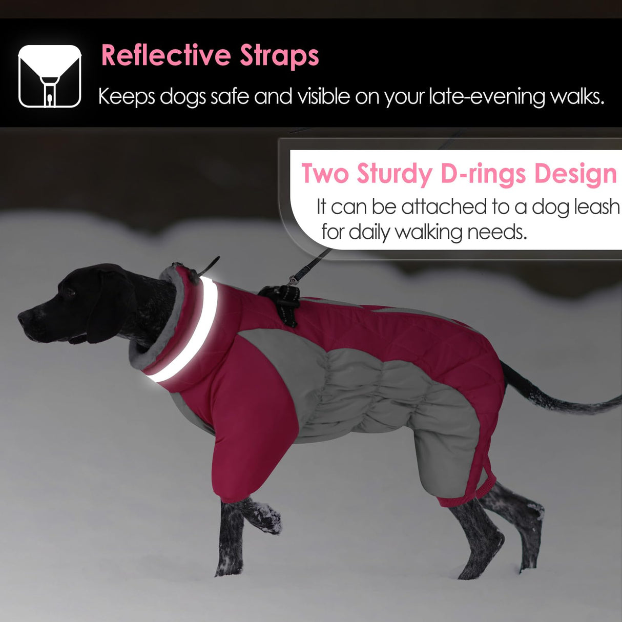 AOFITEE Large Dog Coat Warm Dog Jacket for Winter, Dogs Winter Coat with Harness Built in, Reflective Turtleneck Dogs Puffer Jacket Snowsuit, Full Body Fleece Coats for Small Medium Large Pet, XXL